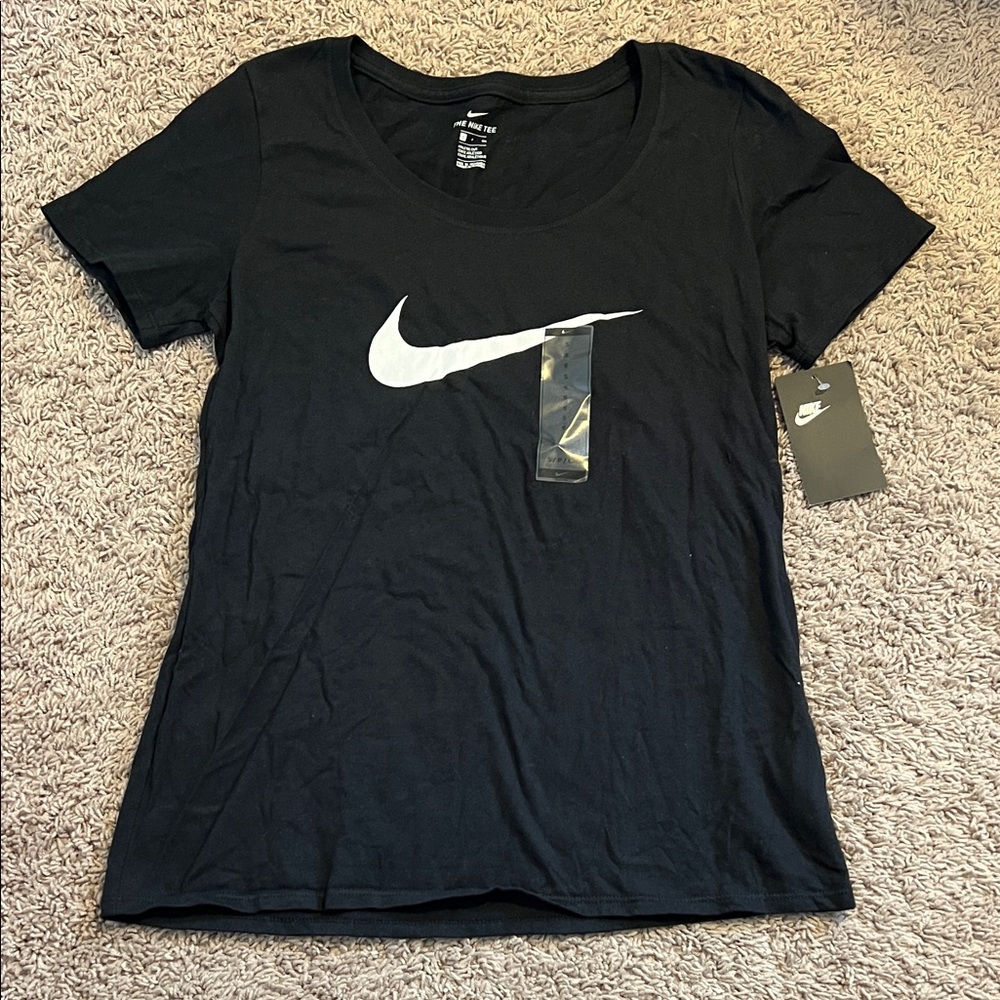 Nike Women's Black Tee with White Logo